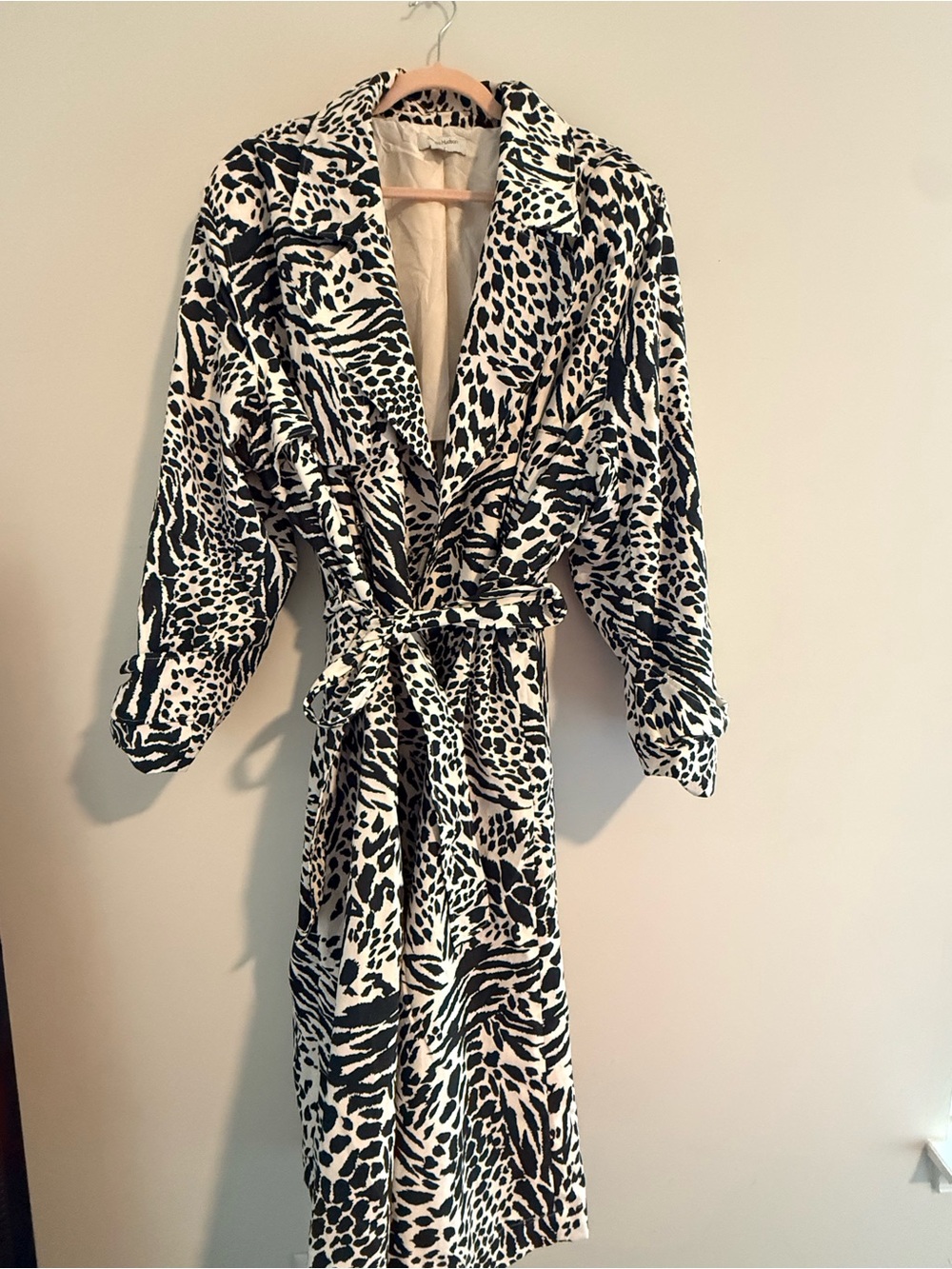 Sergio Hudson X Target Womens Black & White Animal Print Trench Coat